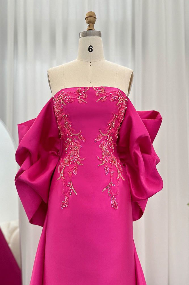 Off The Shoulder Puffy Sleeves Long Prom Dress,Formal Dresses With Embroidery WLD0268
