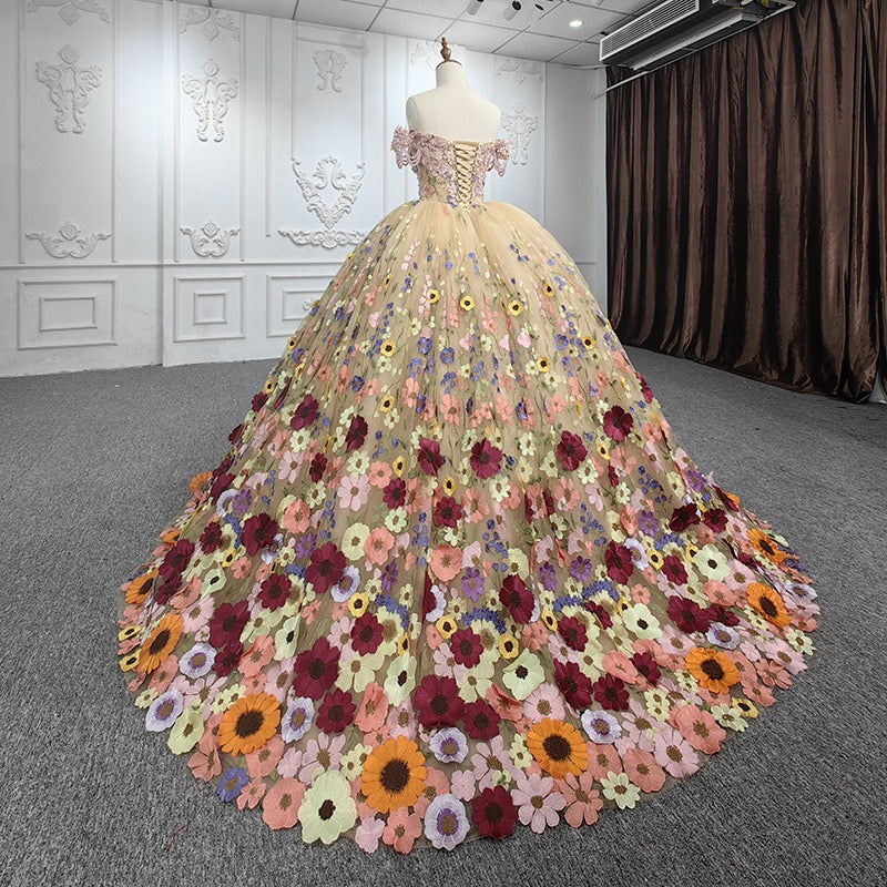 Off The Shoulder Ball Gown Prom Dress, Princess Quinceanera Dresses With Applique WLD0267