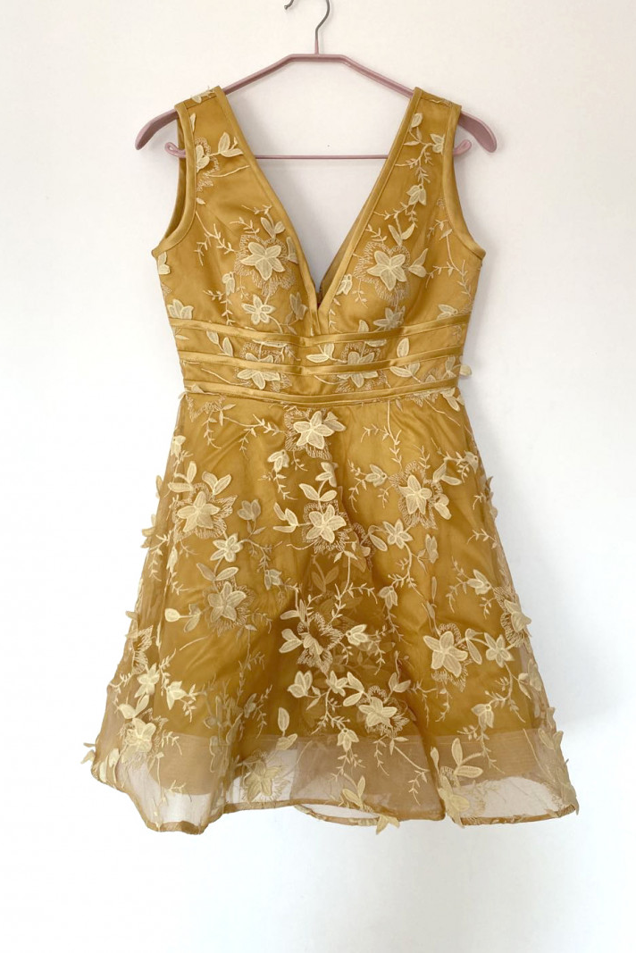 Unique Yellow A line V Neck Homecoming Dresses,Short Prom Dress WLD0145