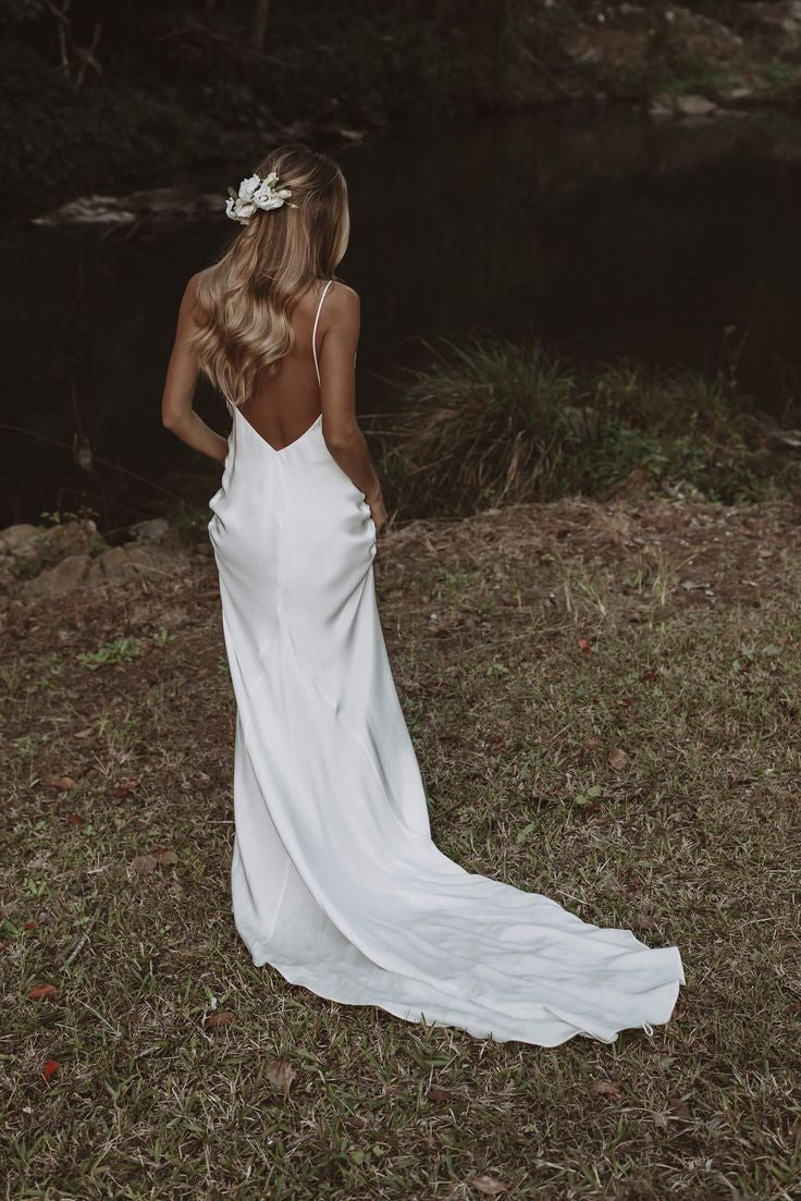 Elegant Mermaid Spaghetti Straps Beach Wedding Dresses, Bridal Gown WLD0145