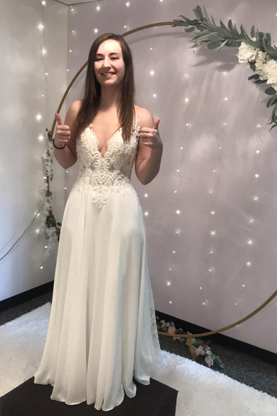 Elegant A-Line V-Neck Wedding Dresses With Lace Appliques, Bridal Dress WLD0190