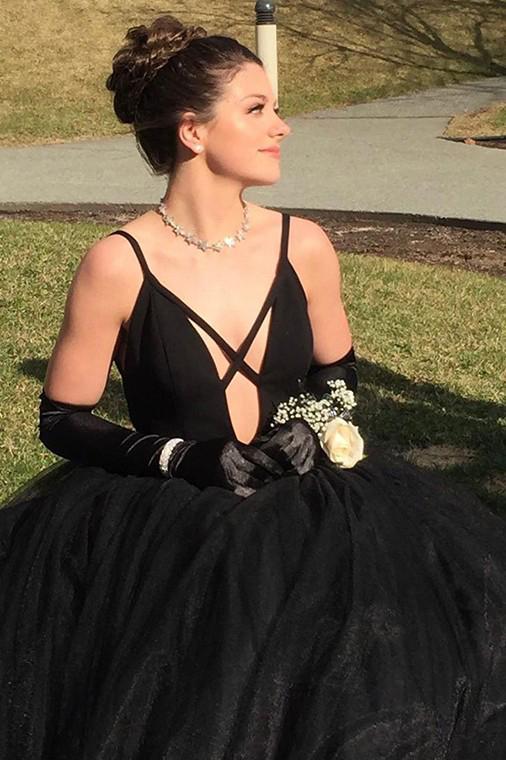 Fashion Spaghetti Straps Black Prom Dresses Floor Length Evening Party Dresses WLD2478