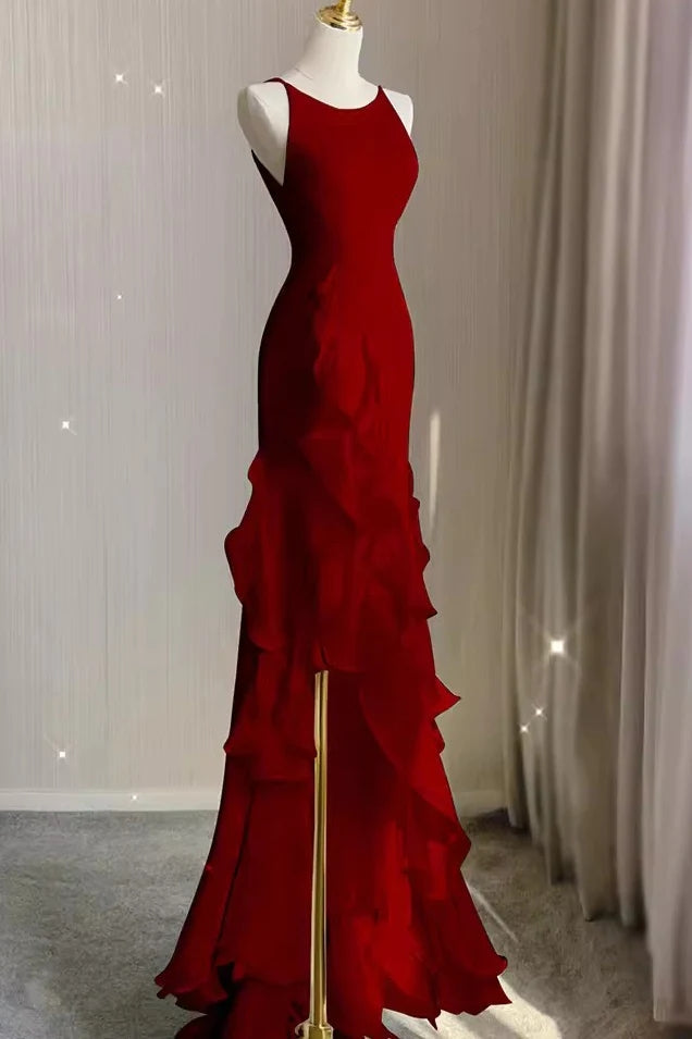 Simple Chiffon Sheath V Back Wedding Dress,Bridal Dresses With Ruffles WLD0166