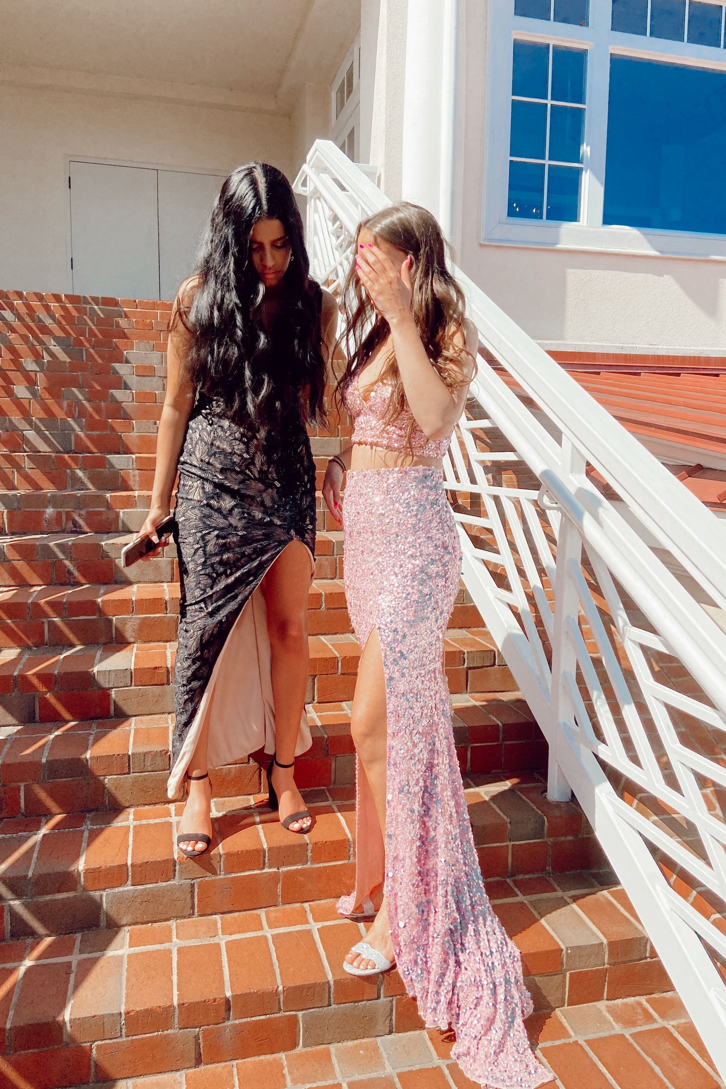 Glitters  Two-Pieces Sequins Mermaid Prom Dresses, Shiny Evening Gown With Silt WLD0099
