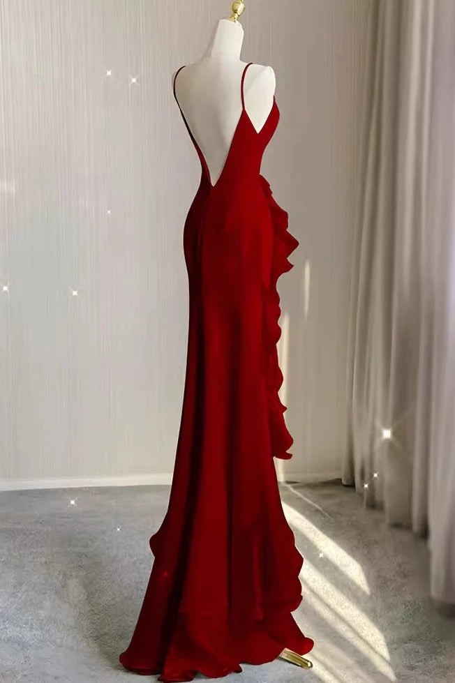 Simple Chiffon Sheath V Back Wedding Dress,Bridal Dresses With Ruffles WLD0166