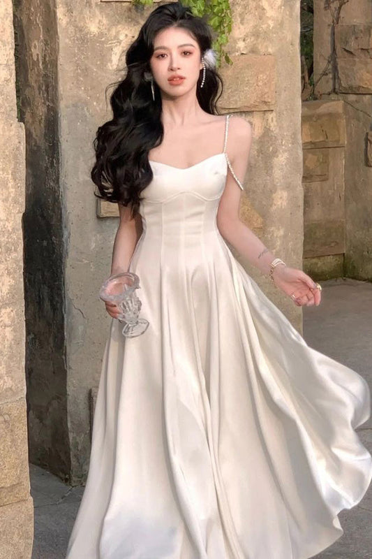 A-Line Spaghetti Straps Prom Dress, Ankle Length Elegant Evening Gown WLD0358