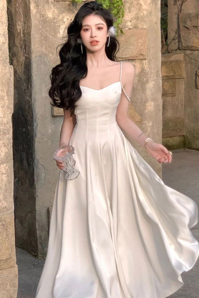 A-Line Spaghetti Straps Prom Dress, Ankle Length Elegant Evening Gown WLD0358