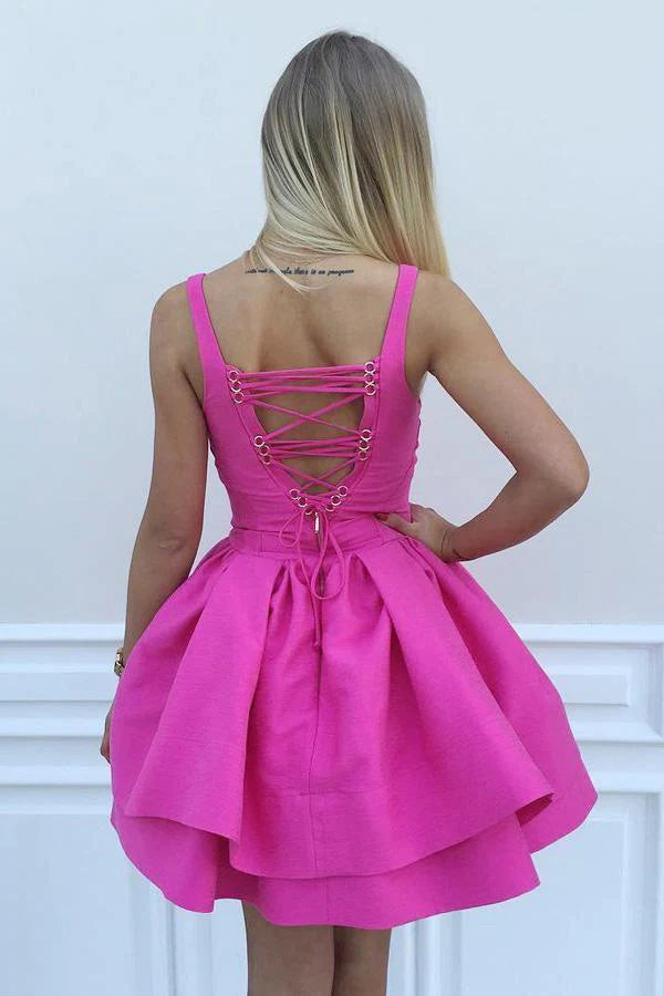 A-Line Hot Pink Sweetheart Short Prom Dress, Homecoming Dress WLD0155