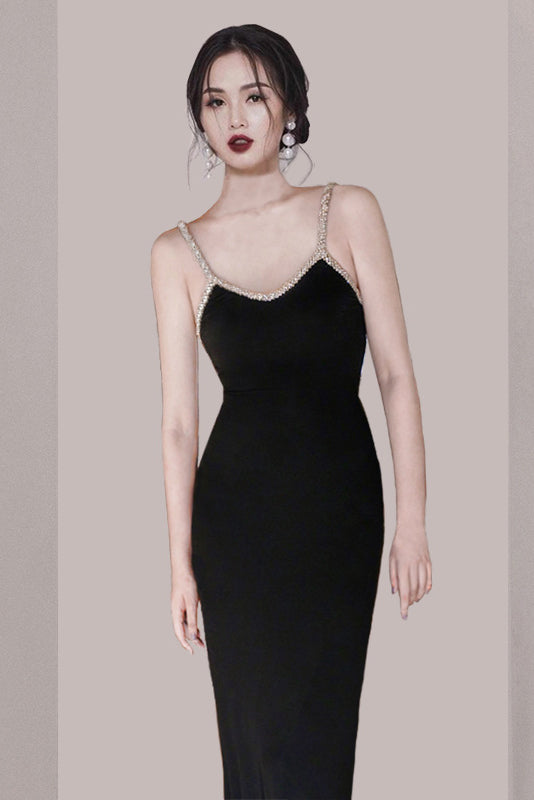 Black Spaghetti Straps Homecoming Dress With Rhinestone, Short Prom Dress WLDD008