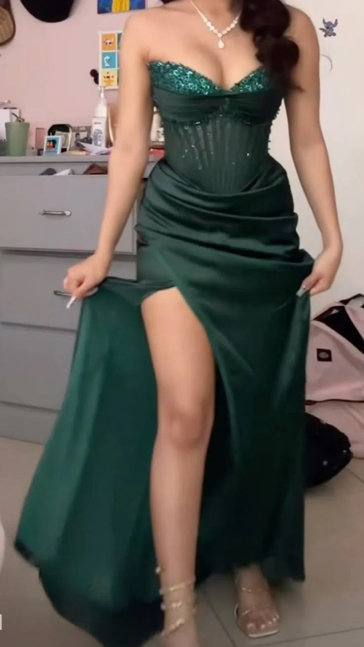 Dark Green Vintage Prom Party Dress Long Formal Evening Dress CHP0417