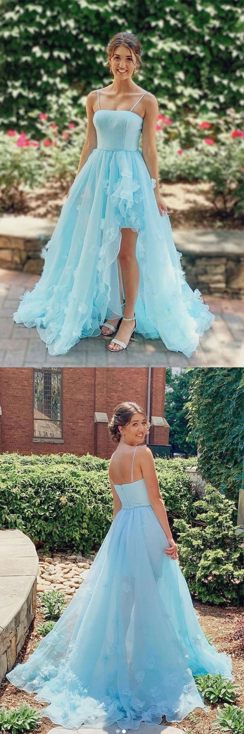 Gorgeous Blue Tulle Spaghetti Straps Long Prom Dress,Formal Dress WLD0183
