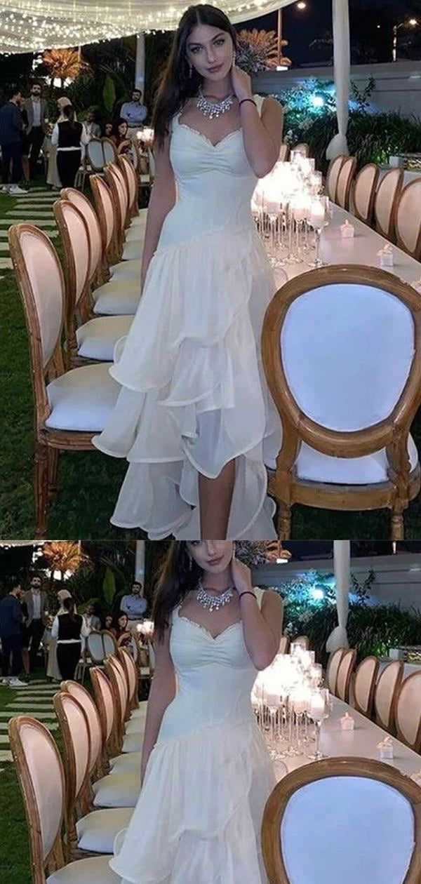 Asymmetrical Elegant A-Line Straps V-Neck Long Party Prom Dresses,Evening Dress WLD0359