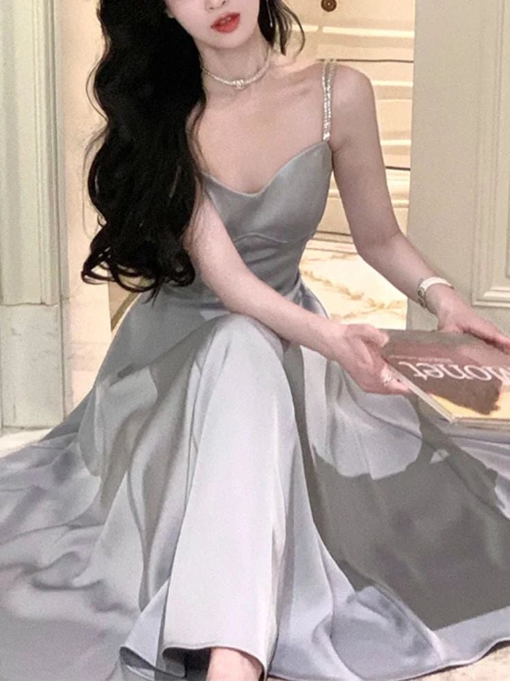 A-Line Spaghetti Straps Prom Dress, Ankle Length Elegant Evening Gown WLD0358
