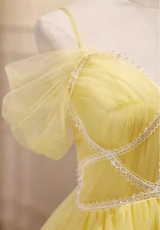 Dark Blue Spaghetti Straps Short Tulle Hoco Dress With Beading, Sweet 16 Dresses WLD0176