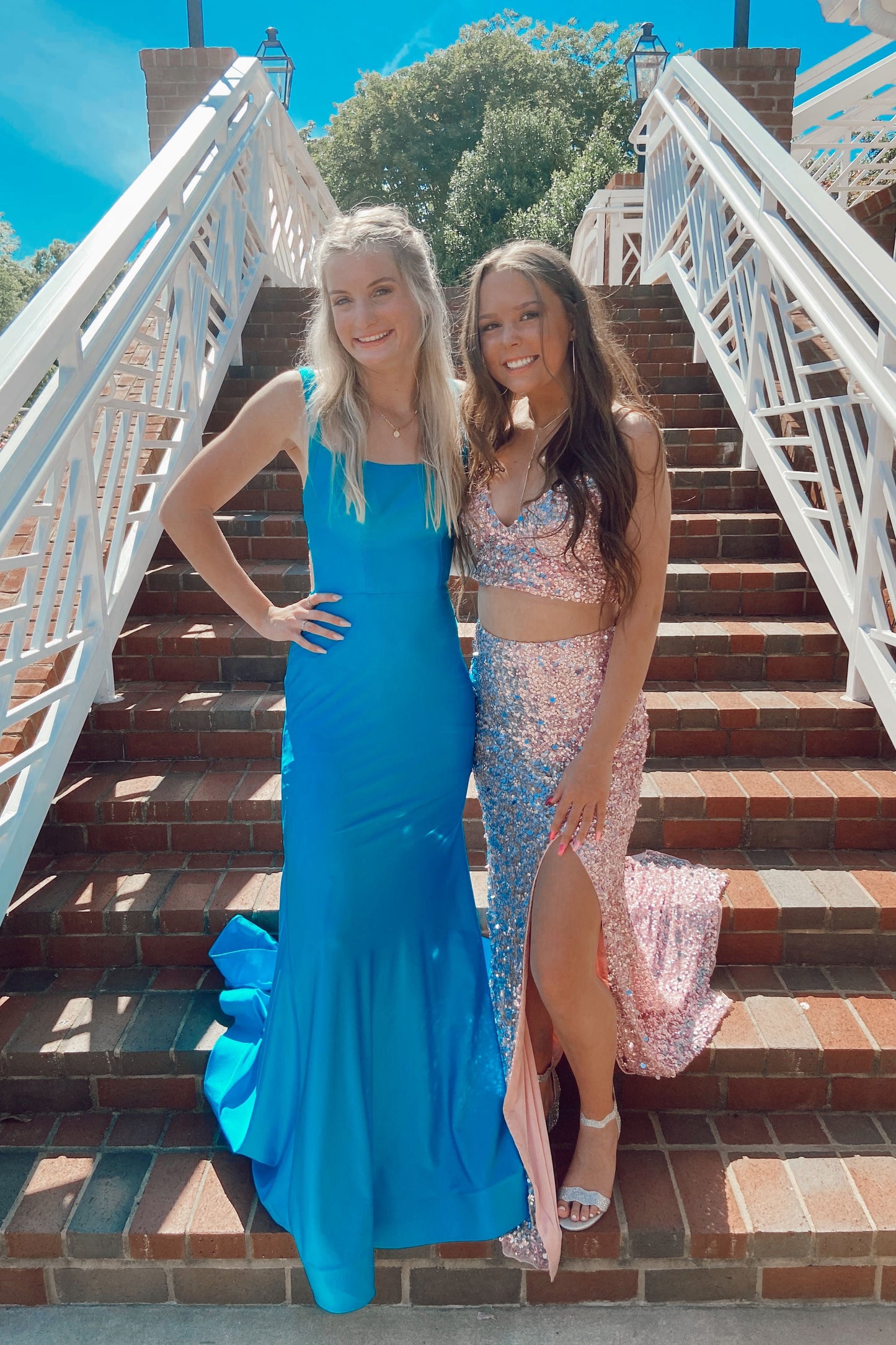 Glitters  Two-Pieces Sequins Mermaid Prom Dresses, Shiny Evening Gown With Silt WLD0099