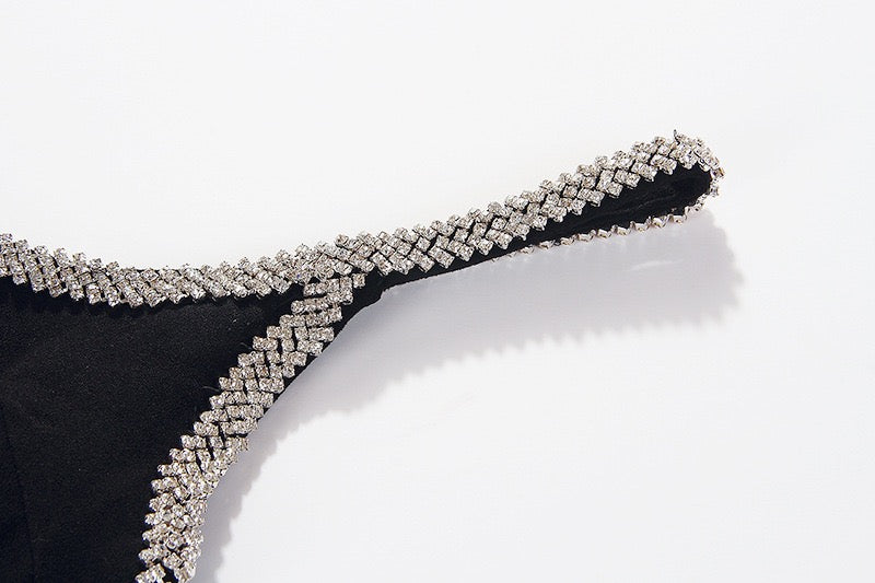 Black Spaghetti Straps Homecoming Dress With Rhinestone, Short Prom Dress WLDD008