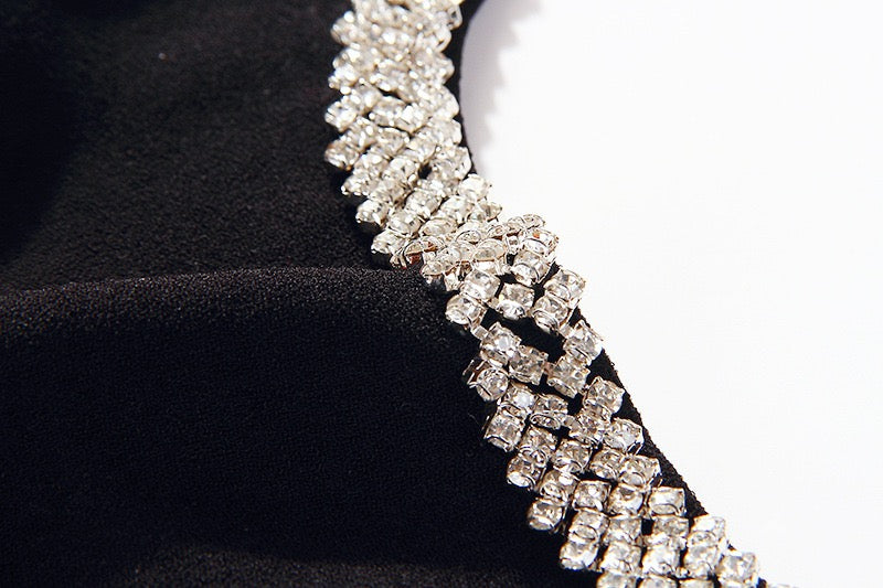 Black Spaghetti Straps Homecoming Dress With Rhinestone, Short Prom Dress WLDD008