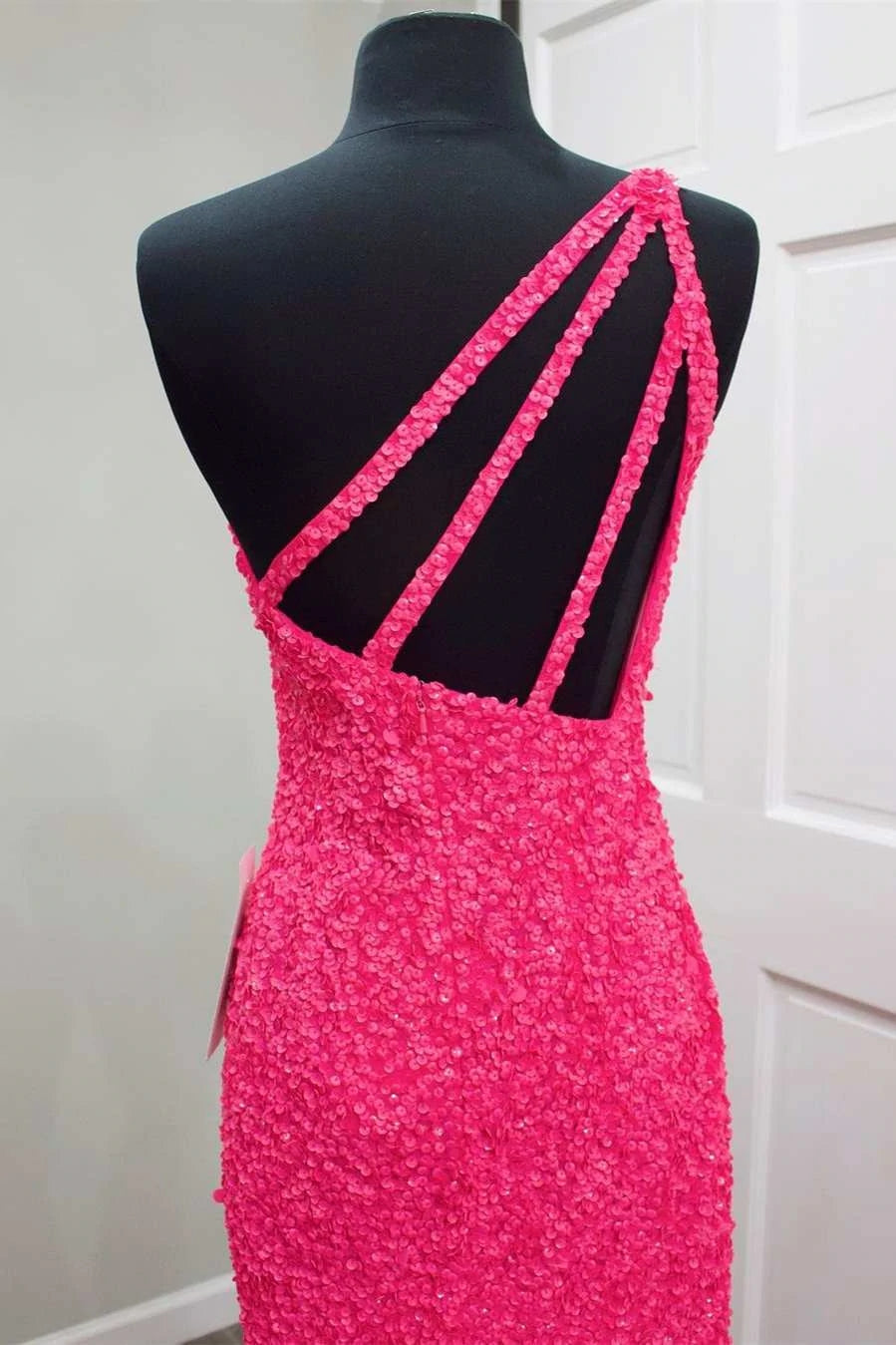 Glitters One Shoulder Sequins Mermaid Prom Dresses, Beautiful Evening Gown With Silt WLD0098