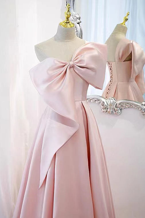 New Arrival A Line One-Shoulder Bowknot Long Formal Prom Dress, Charming Evening Party Dress CHP0053