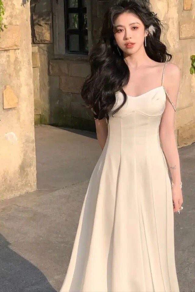 A-Line Spaghetti Straps Prom Dress, Ankle Length Elegant Evening Gown WLD0358