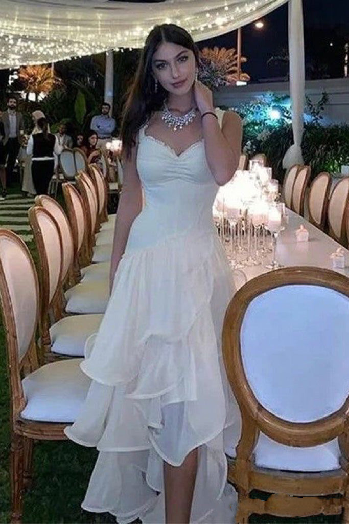 Asymmetrical Elegant A-Line Straps V-Neck Long Party Prom Dresses,Evening Dress WLD0359