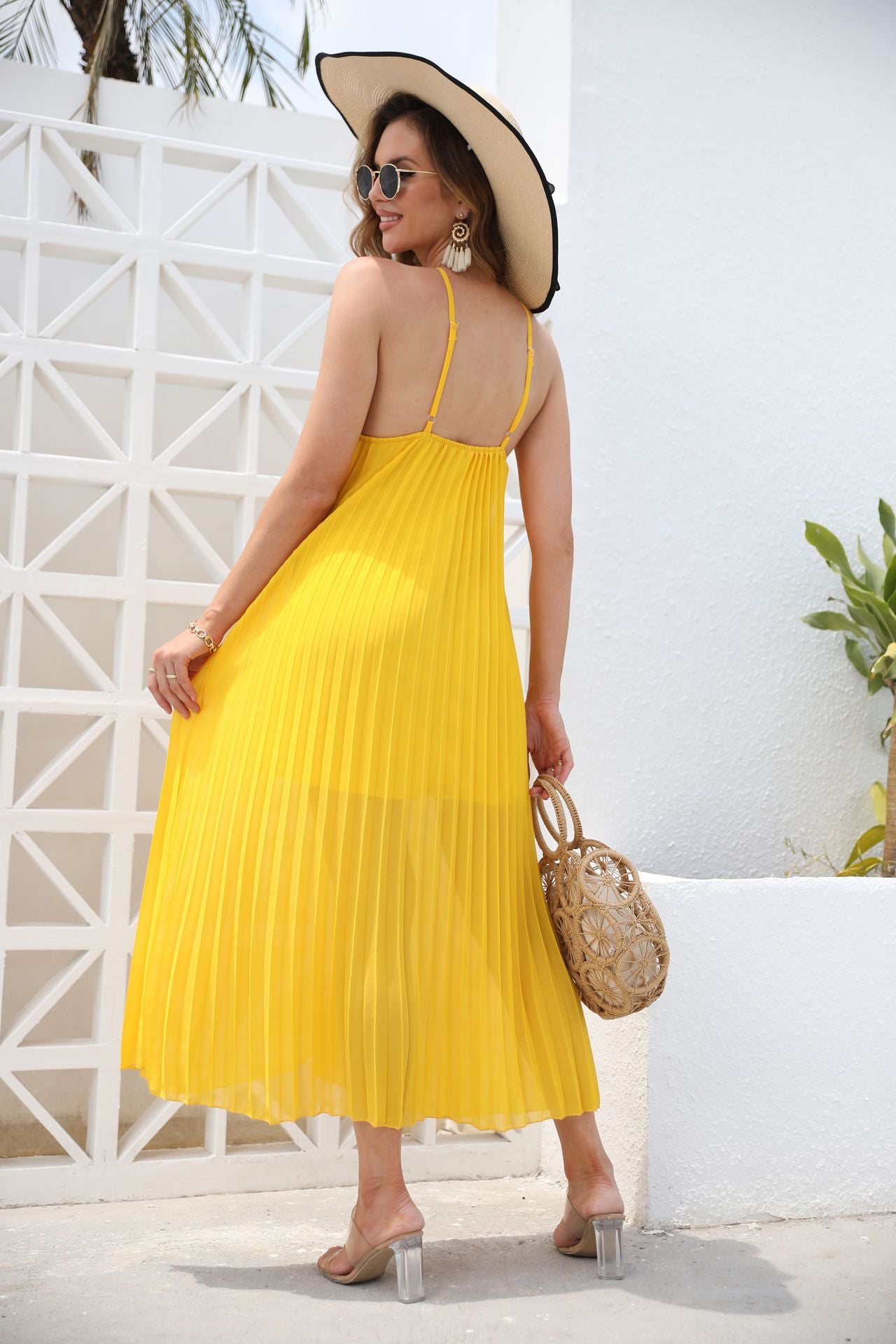 Simple Yellow Halter Column Prom Dress, Formal Evening Dresses WLD0235