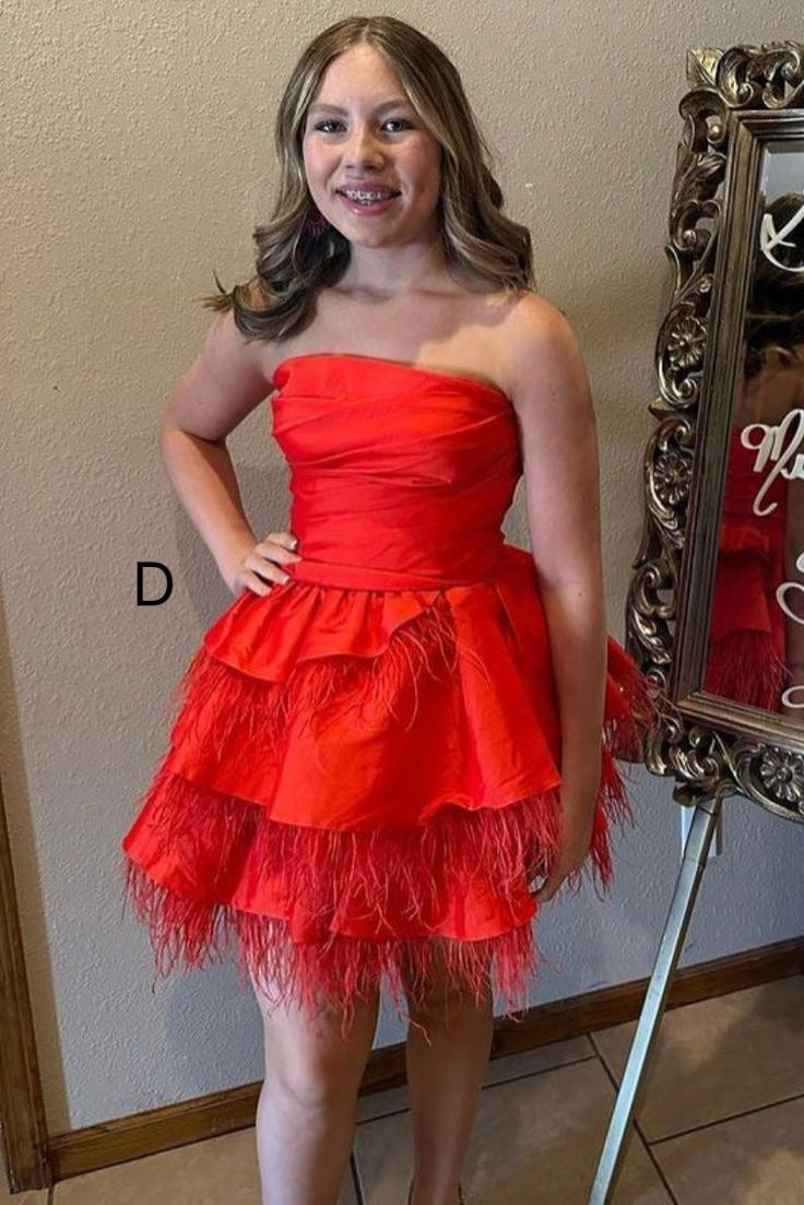 Hot Pink Strapless Multi-Tiered Mini Homecoming Dress WLD0171