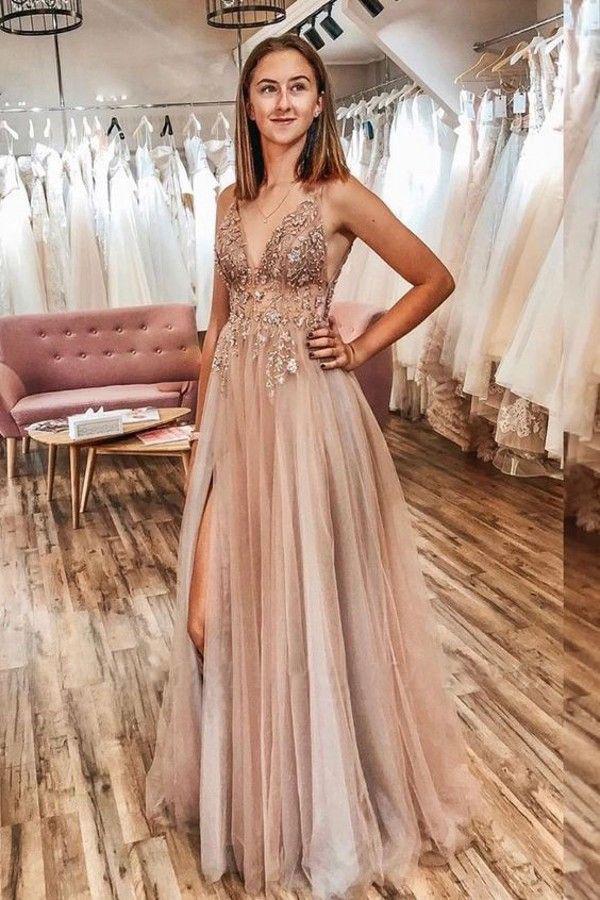 Spaghetti Straps Floor Length Beading Prom Dress with Rhinestone, Floor Length Evening Dress WLD2590