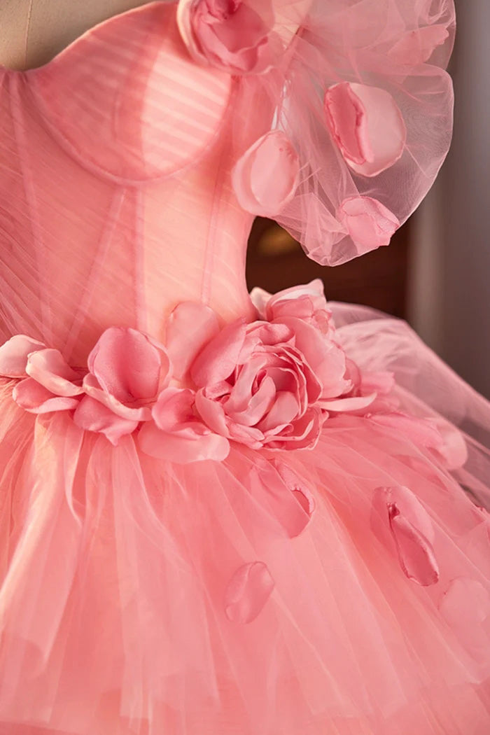 Pink Spaghetti Strap Tulle Long Prom Dress, Beautiful A-Line Formal Sweet 16 Dress WLD0317