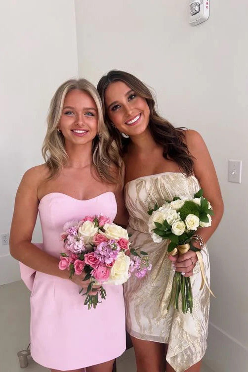 Sweetheart Pink Homecoming Dresses With Bowknot, A-Line Mini Graduation Dress WLD0183