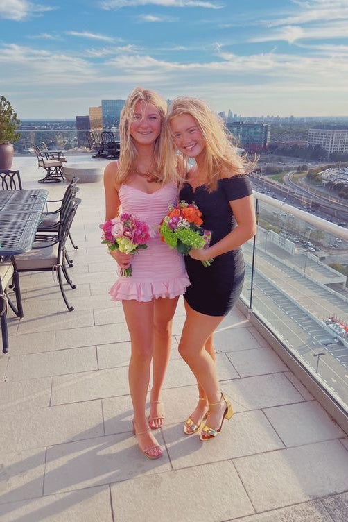 Spaghetti Straps Pink Homecoming Dresses, A-Line Mini Graduation Dress WLD0182