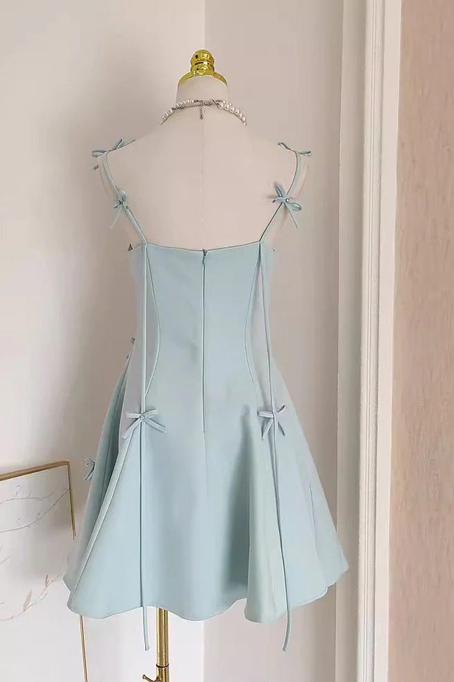 Cute A line Spaghetti Straps Travel Vacation Women Dress Short Birthday Outfits WLD0185
