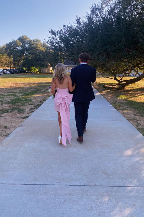 Sweetheart Pink Homecoming Dresses With Bowknot, A-Line Mini Graduation Dress WLD0183