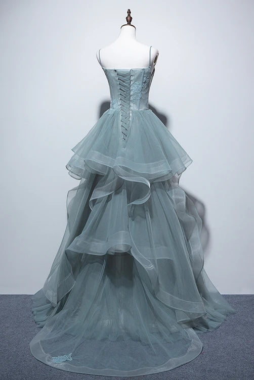 New Arrival A Line Spaghetti Straps Tulle Long Formal Prom Dress, Charming Evening Party Dress WLD0052