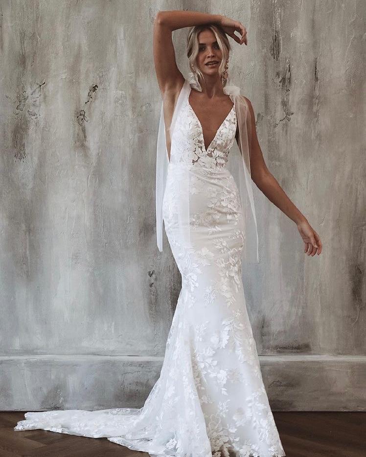 Backless Bohemian Mermaid Mermaid Beach Wedding Dress, Bridal Gown WLD0122